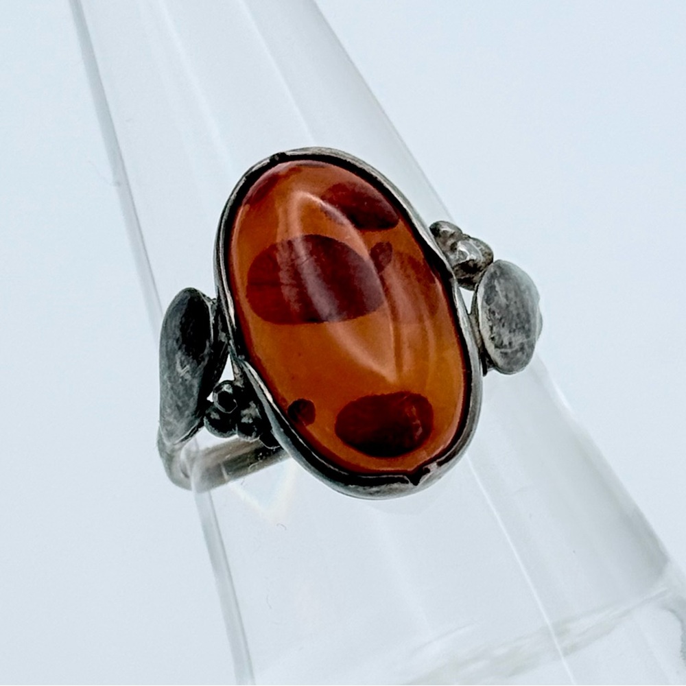Vintage Baltic Amber Sterling Silver Ring - European SD Hallmark